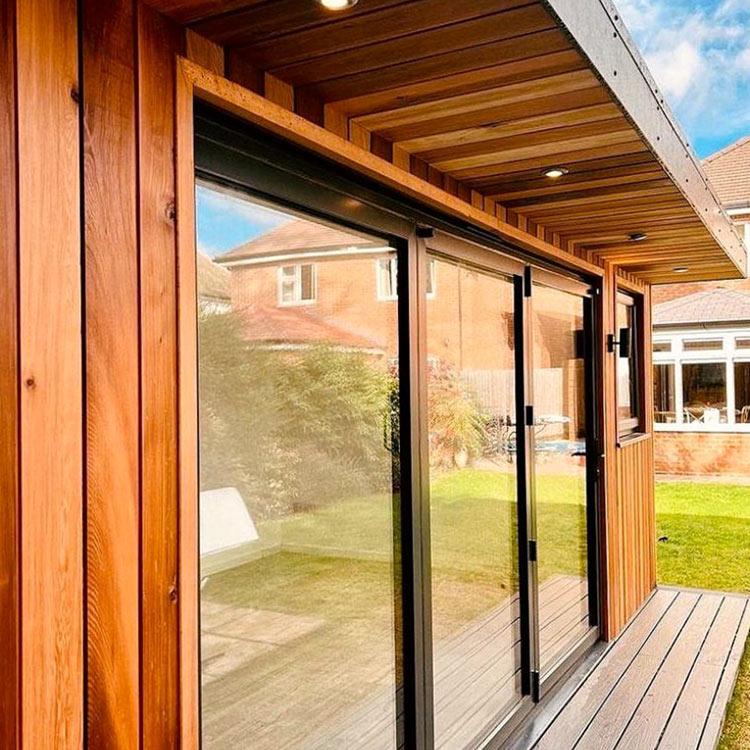 Red cedar cladding on a garden room