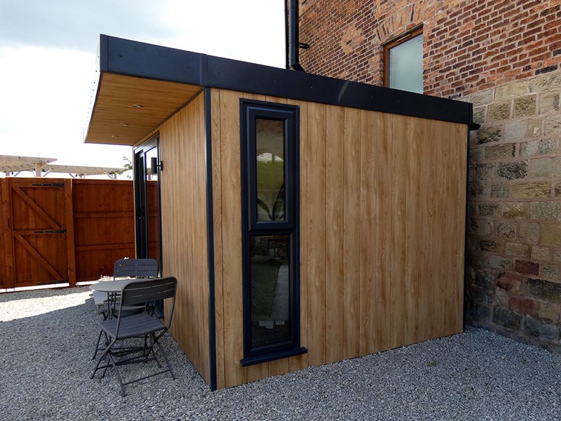 Side view of Becky's garden room for counselling services